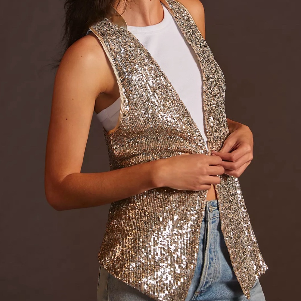 By Anthropologie Relaxed Sequin Vest